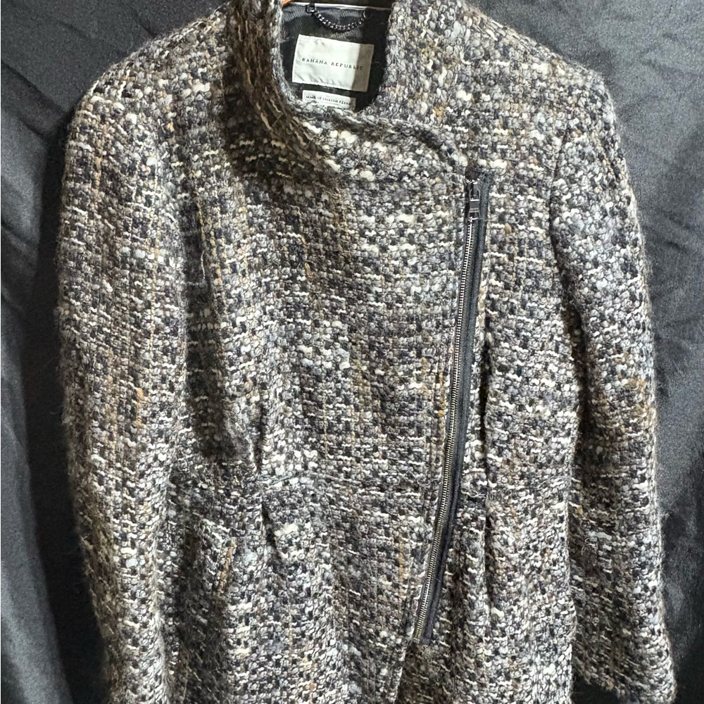 Banana Republic Women's Tweed Jacket - Black, Gray, and Cream